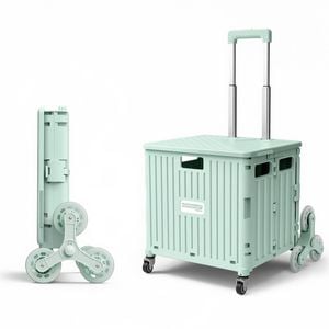 Viviendo Folding Shopping Trolley Portable Grocery Cart Rolling Wheel with Sliding Cover