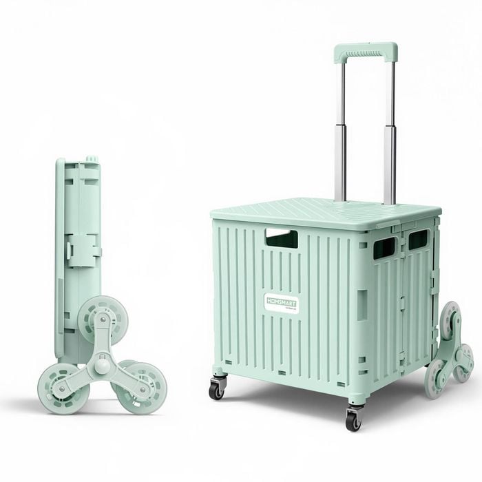 Viviendo Folding Shopping Trolley Portable Grocery Cart Rolling Wheel with Sliding Cover