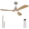 OAKORY 132cm Ceiling Fan 4500 CFM Reversible DC Motor Remote Natural Wood