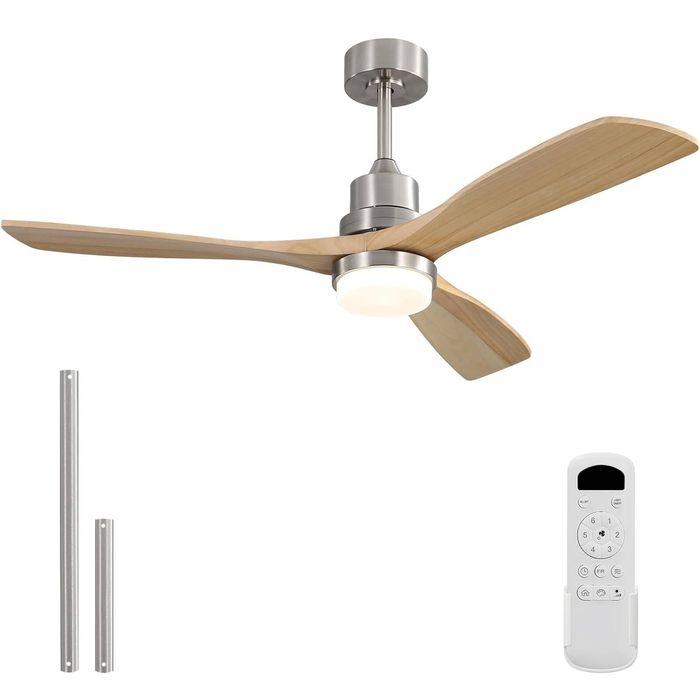 OAKORY 132cm Ceiling Fan 4500 CFM Reversible DC Motor Remote Natural Wood