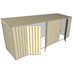 Build-a-Shed 1.5 x 5.2 x 2m Double and Single Hinged Side Door Skillion Shed - Cream