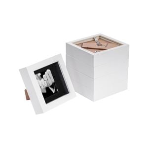 Nicola Spring 5 Piece 4 x 4 3D Shadow Box Photo Frame Set - Craft Display Picture Frame with 2 x 2 Mount - White