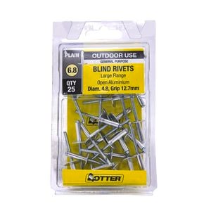 Otter 4.8 x 12.7mm Large Flange Aluminium Rivets - 25 Pack