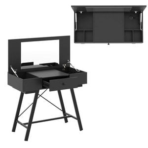 Costway 2in1 Vanity Desk Flip Top W/6 Compartments Chargable Writing Table
