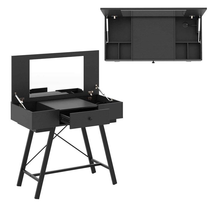 Costway 2in1 Vanity Desk Flip Top W/6 Compartments Chargable Writing Table