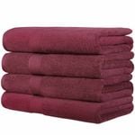 LINENOVA 4PCS Soft Cotton Bath Towel Set 68x137cm - Burgundy