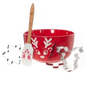 Bread And Butter Electroplate Icy Reindeer Mini Bowl Set Red