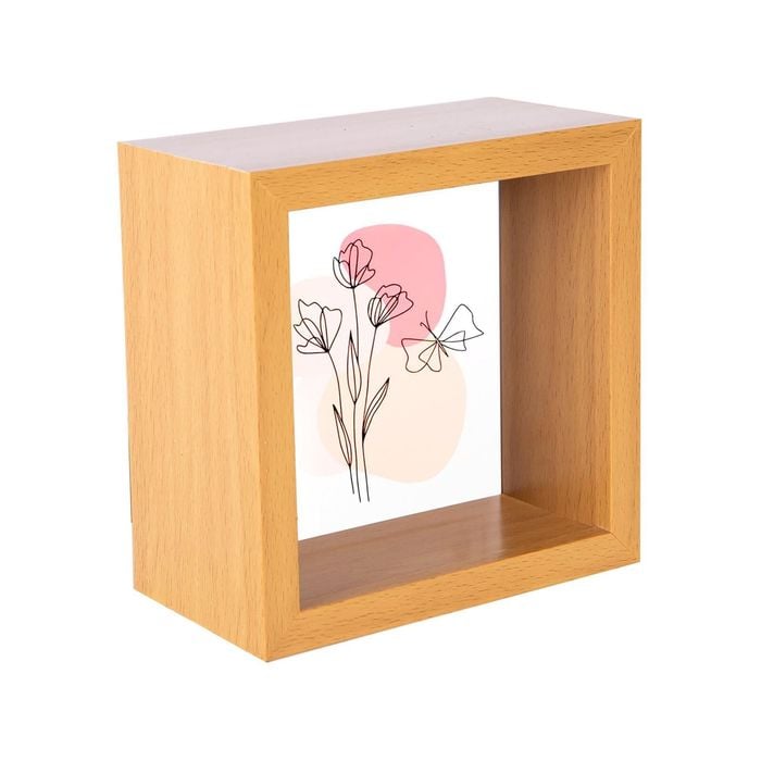 Nicola Spring 3D Deep Box Photo Frame - 4 x 4" - Light Wood