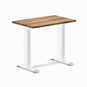 Desky Fixed Height Mini Pheasantwood Hardwood Desk 800 x 500mm White Frame