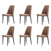 Familand Dining Chairs Set of 6 Padded Seat Kitchen Living Room Chair Linen in Brown