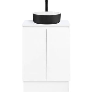 CIBO 600mm White Nordic Full Height Bathroom Vanity With Black And White Basin