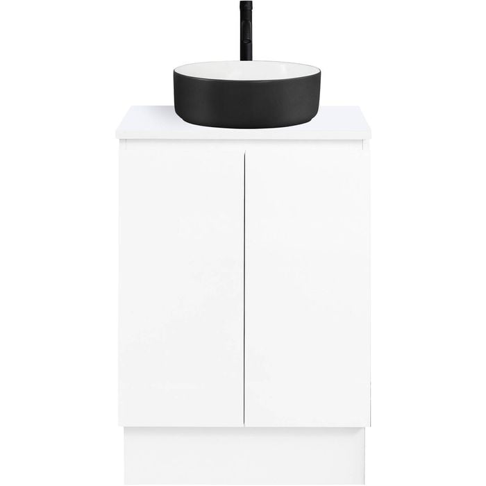 CIBO 600mm White Nordic Full Height Bathroom Vanity With Black And White Basin