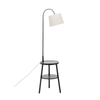 New Oriental Kamala Rubberwood Floor Lamp W/ USB Port Charging - Off White/Black
