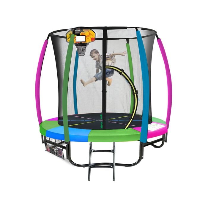 Kahuna Trampoline 6ft With Basketball Set - Rainbow
