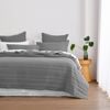 Dreamaker Superfine Washed Microfibre Stripe Quilted Coverlet Set Charcoal Queen/king Bed