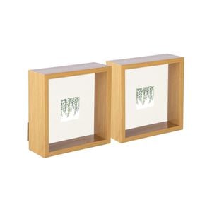 Nicola Spring 3D Deep Box Photo Frames - 6 x 6" with 2 x 2" Mount - Light Wood - Pack of 5