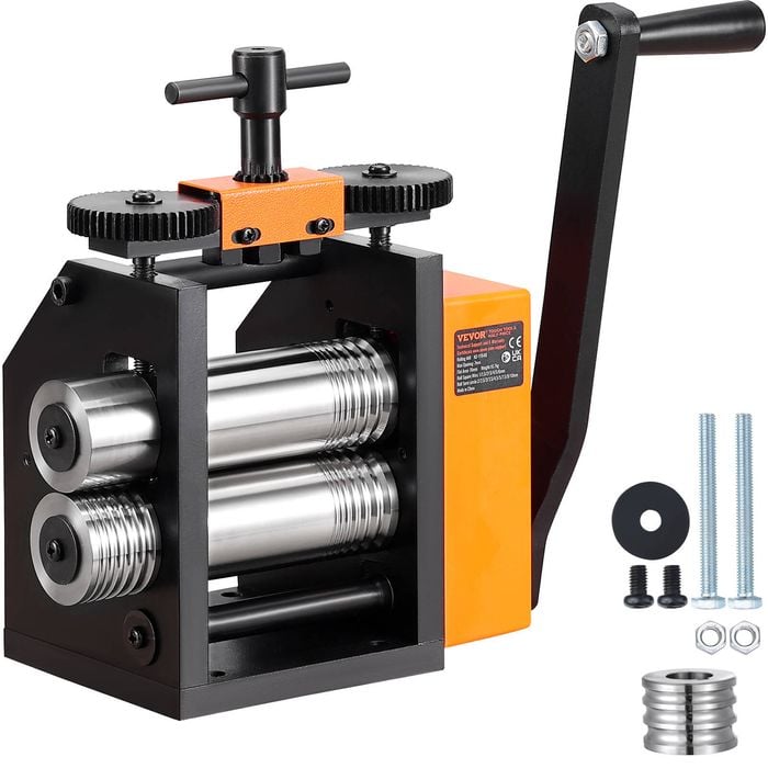 VEVOR 75 mm Jewelry Rolling Mill Machine 3-in-1 Multi-function for Wire Semicircle Pattern