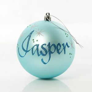 P&P Sky Blue Personalised Acrylic Bauble 8cm Coastal Christmas Decor