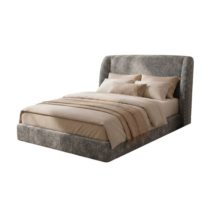 Milano Urbana Luxe Tool Free Jacquard Bed Frame Grey King