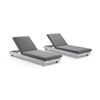 Santorini Aluminium Sun Lounge Set with Sunbrella Cushion White - Sunbrella Cast Slate