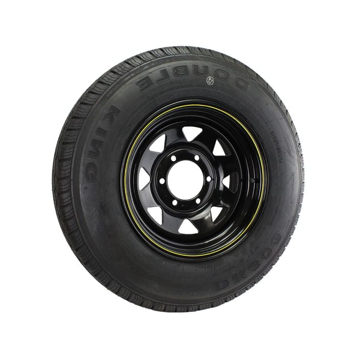Sunrise Trailer 15" Wheels Rim And Tyre Fitted - Landcruiser 6 Stud, 225r15lt - Black - Wrtlc15225b