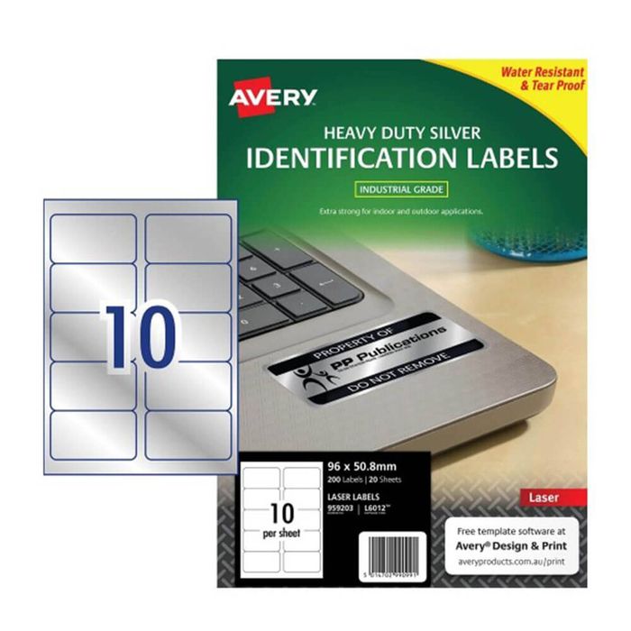 Avery Heavy-duty Laser Label Silver 20pk (10/sheet)