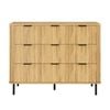 Design Square Galene Dresser Lowboy Chest Of 3x3 Drawers Storage Cabinet Slat Oak