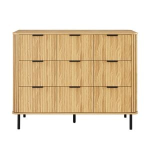 Design Square Galene Dresser Lowboy Chest Of 3x3 Drawers Storage Cabinet Slat Oak