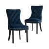 Oikiture 2x Velvet Dining Chairs Upholstered French Provincial Tufted Blue