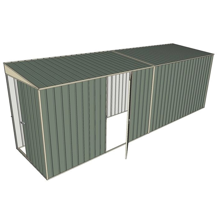 Build-a-Shed 1.5 x 6 x 2m Sliding Door Tunnel Shed With 1 Hinged Side Door - Green