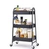 Catzon 3-Tier Rolling Cart Easy Assembly Ideal for Office Kitchen Storage-Black