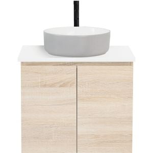 CIBO 600mm Coast Veneer Nordic Wall Hung Bathroom Vanity With Light Grey / White Countertop Basin