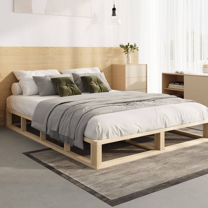 Oikiture Wooden Bed Frame Base-Queen