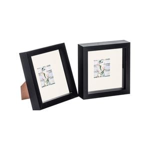 Nicola Spring 2 Piece 6 x 6 3D Shadow Box Photo Frame Set - Craft Display Picture Frame with 2 x 2 Mount - Black