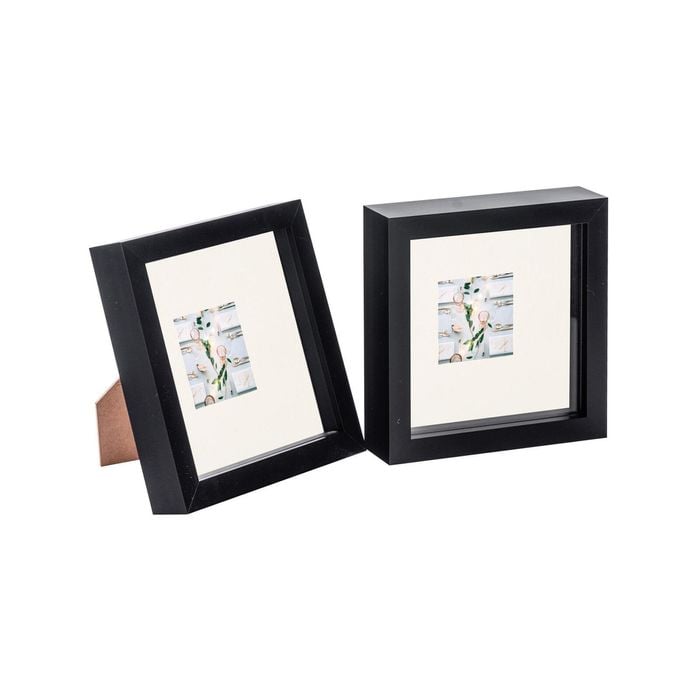 Nicola Spring 2 Piece 6 x 6 3D Shadow Box Photo Frame Set - Craft Display Picture Frame with 2 x 2 Mount - Black