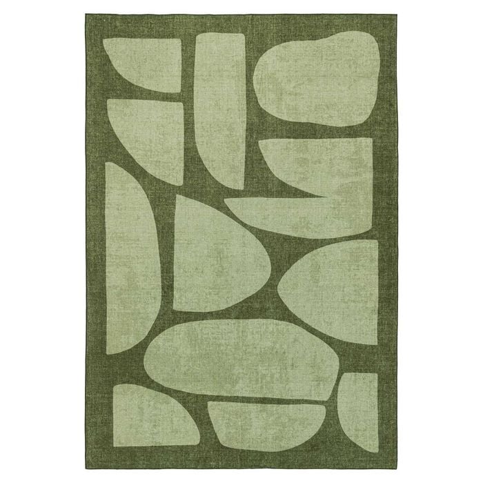 Loopsie-220cm X 150cm-brookhaven Green Printed Washable Rug
