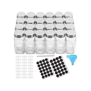 24 Pcs Glass Spice Jars With 48pcs Black Labels