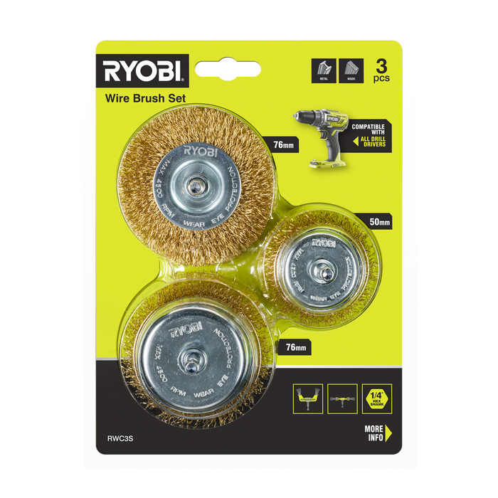 Ryobi 3-Piece Wire Brush Set
