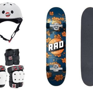 Rad Board Co 7.75" Skateboard Crew Cherry Blossom/Helmet/6pc Pad Gear Set Size M