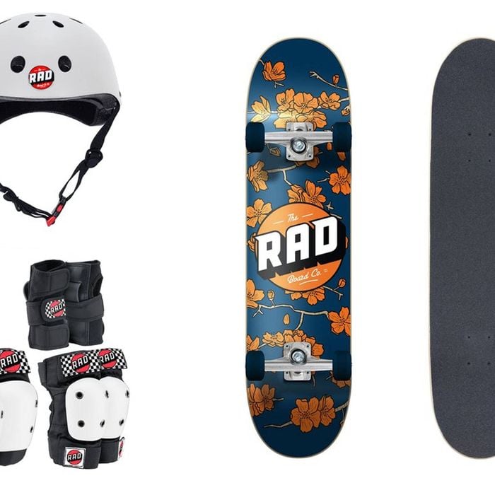 Rad Board Co 7.75" Skateboard Crew Cherry Blossom/Helmet/6pc Pad Gear Set Size M