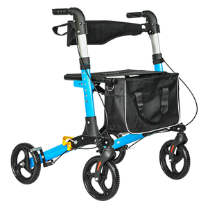Alston 2 In 1 Foldable X-Fold Mobility Walker 8 Inch Wheel with Zippered Storage Bag