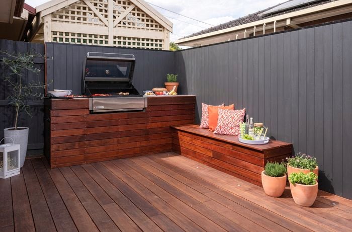 An outdoor area with a BBQ machine.