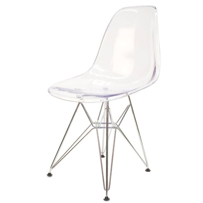 Sk Designer Living | Replica Eames Dsr Eiffel Chair | Clear Transparent | Chrome Legs