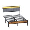 Ufurniture Queen Bed Frame with LED Lights and Charging Station