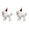 2PK Urban Poodle with Christmas Hat Hanging Decoration 11cm White