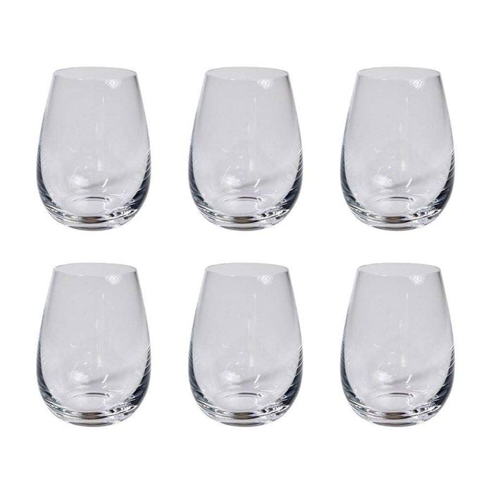 Grand Cru 6 Piece Stemless Wine Glass Set 470ml White Alex Liddy