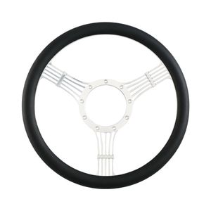 Cal Custom 15.5" Banjo Billet Aluminium Steering Wheel, Black Leather Half-Wrap