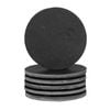 Argon Tableware 6x Linea Slate Coasters - Round Drink Coasters Black Stone Natural Slate Smooth Edge Drink Mat Cup Mats