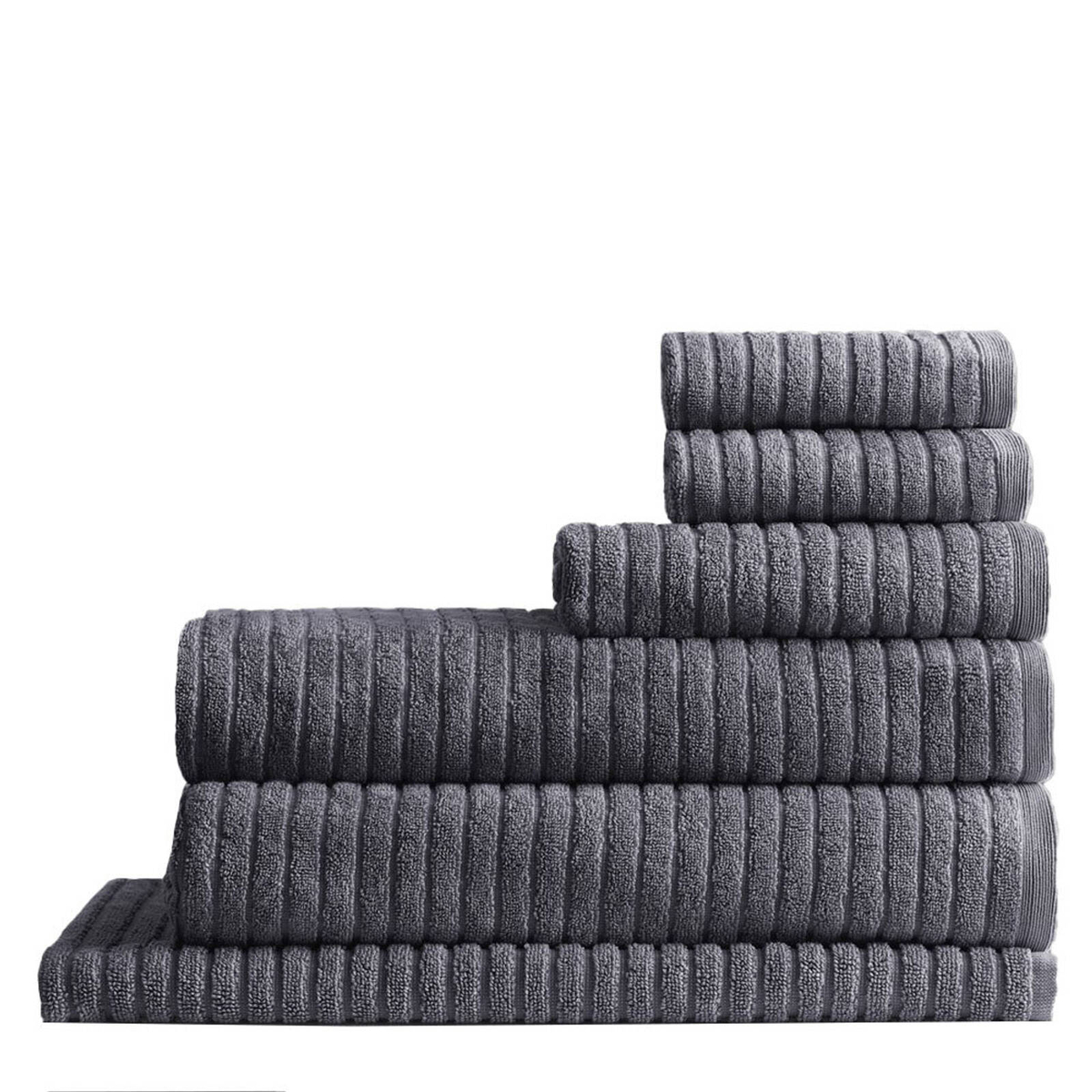 6pc Canningvale Alessia Cotton Bamboo Rib Towel Set - Porcini Grey ...