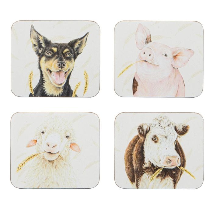Ashdene Farmyard Faces Set Of 4 Coasters